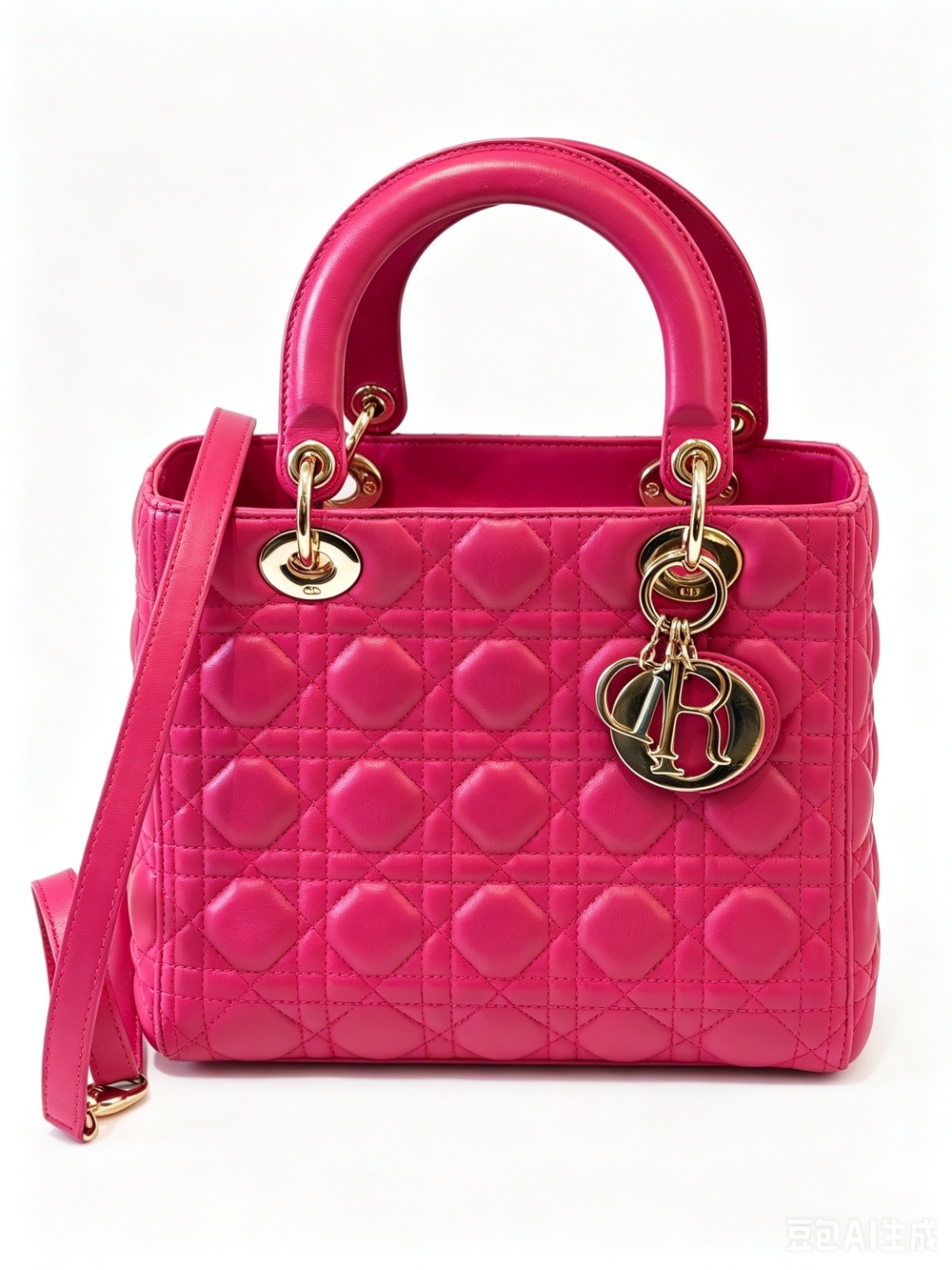 CHRISTIAN DIOR Lambskin Cannage Medium Lady Dior